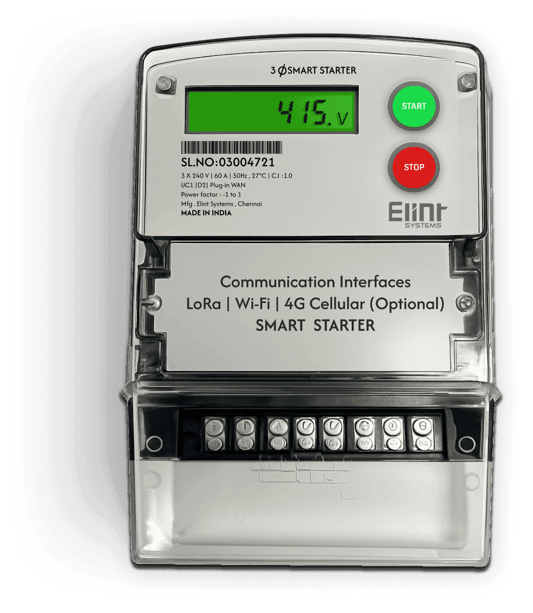 Three-phase smart starter with advanced motor protection, automation modes, and cloud-based control system